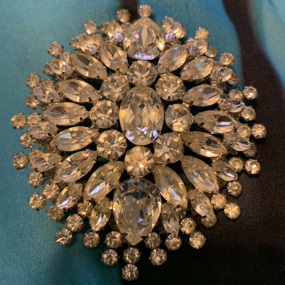 Sparkling Silver Crystal Brooch